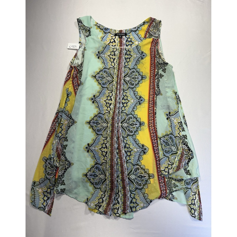 Roz & Ali Womens 1X Paisley Handkerchief Hem Sleeveless Boho Tank Blouse